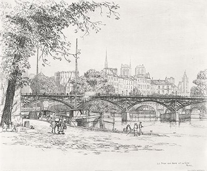 Le pont des Arts et la Cité à Paris, Caroline Armington